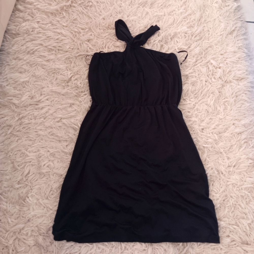 Mud Pie Women's Black criss cross neckline, Sleeveles, Gold Seashell SZ M